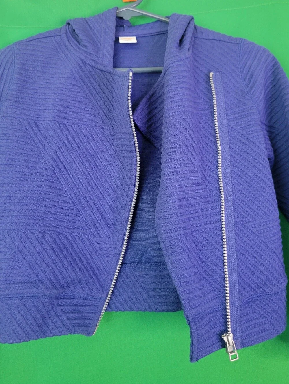 Gymboree Purple Ribbed Pea Coat Jacket Moto Quilted Sz 7/8 Girls Hoodie Textured